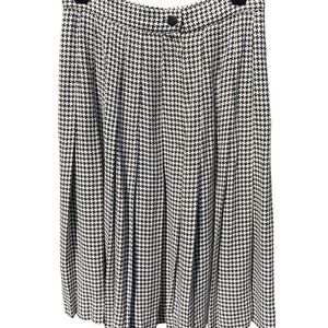 Talbots Black and White Pleated Houndstooth A-Line Skirt